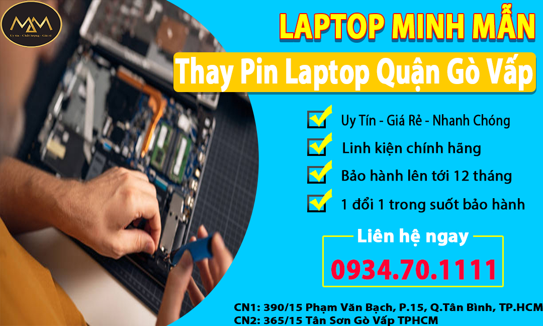 Thay Thế Pin Laptop Quận Gò Vấp Giá Rẻ Uy Tín