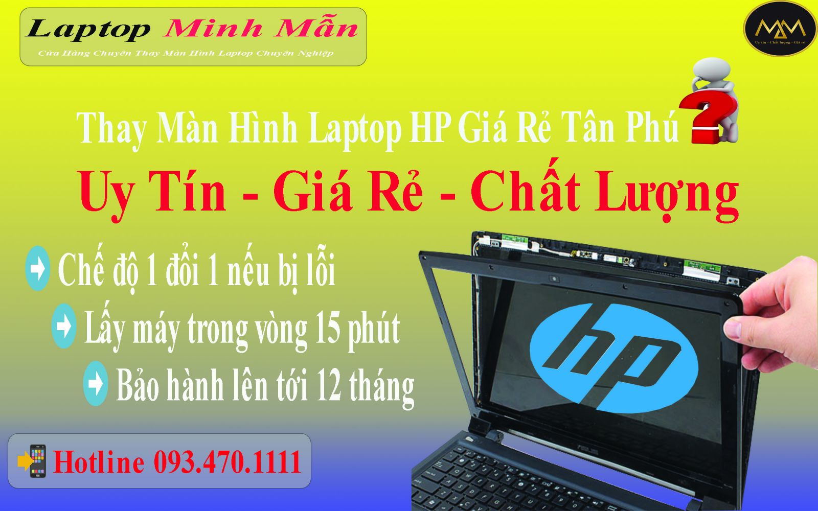 Thay màn hình laptop hp giá rẻ quận tân phú